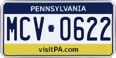 PA license plate MCV0622