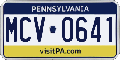PA license plate MCV0641