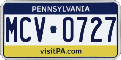PA license plate MCV0727