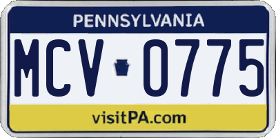 PA license plate MCV0775
