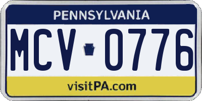 PA license plate MCV0776
