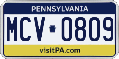 PA license plate MCV0809