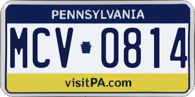 PA license plate MCV0814