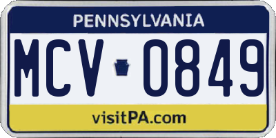 PA license plate MCV0849