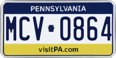 PA license plate MCV0864