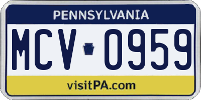 PA license plate MCV0959