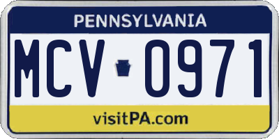 PA license plate MCV0971