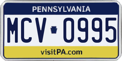 PA license plate MCV0995