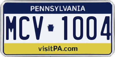 PA license plate MCV1004