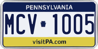 PA license plate MCV1005