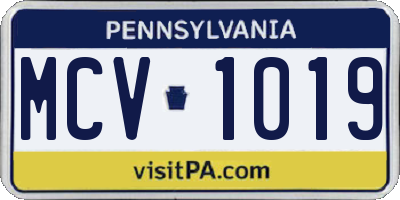 PA license plate MCV1019