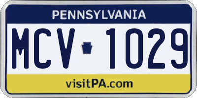 PA license plate MCV1029