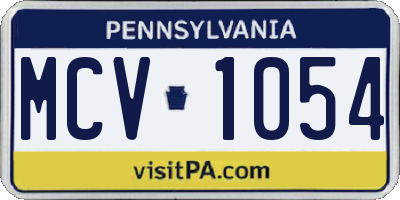 PA license plate MCV1054