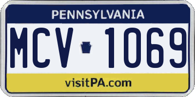 PA license plate MCV1069