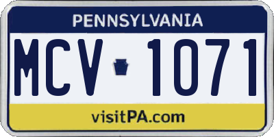 PA license plate MCV1071