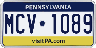PA license plate MCV1089