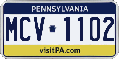 PA license plate MCV1102