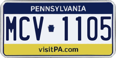 PA license plate MCV1105