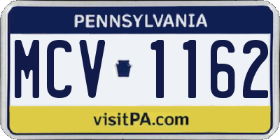 PA license plate MCV1162
