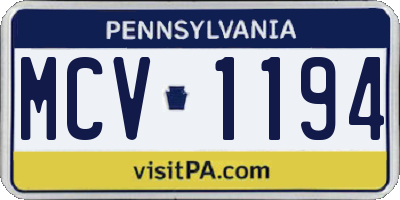 PA license plate MCV1194