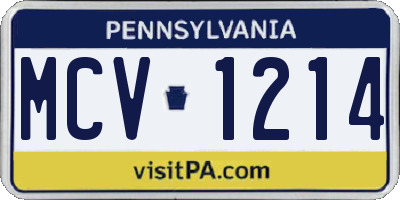 PA license plate MCV1214