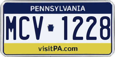 PA license plate MCV1228