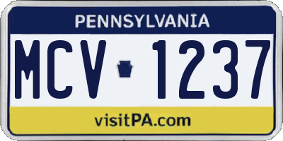 PA license plate MCV1237