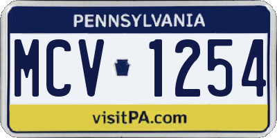 PA license plate MCV1254