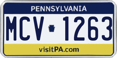 PA license plate MCV1263