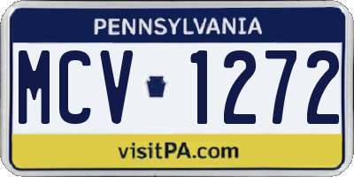PA license plate MCV1272