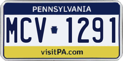 PA license plate MCV1291