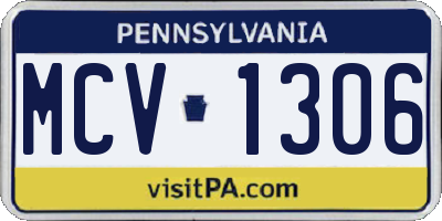 PA license plate MCV1306