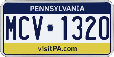PA license plate MCV1320