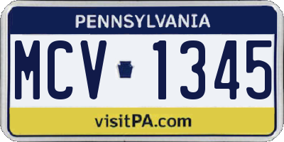 PA license plate MCV1345