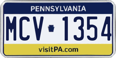 PA license plate MCV1354