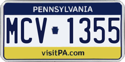 PA license plate MCV1355