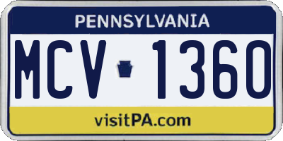 PA license plate MCV1360