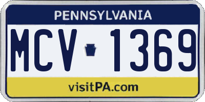 PA license plate MCV1369