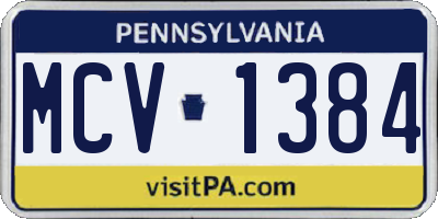 PA license plate MCV1384