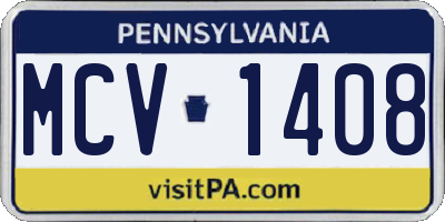 PA license plate MCV1408
