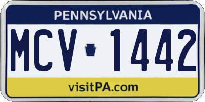 PA license plate MCV1442