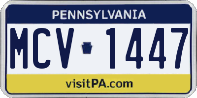 PA license plate MCV1447