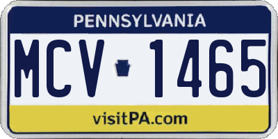 PA license plate MCV1465