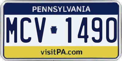 PA license plate MCV1490
