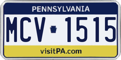 PA license plate MCV1515