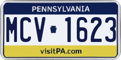 PA license plate MCV1623