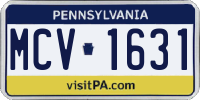 PA license plate MCV1631