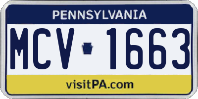 PA license plate MCV1663