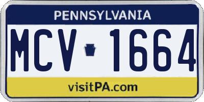 PA license plate MCV1664