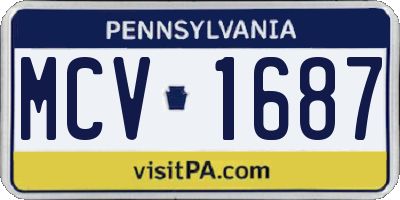 PA license plate MCV1687